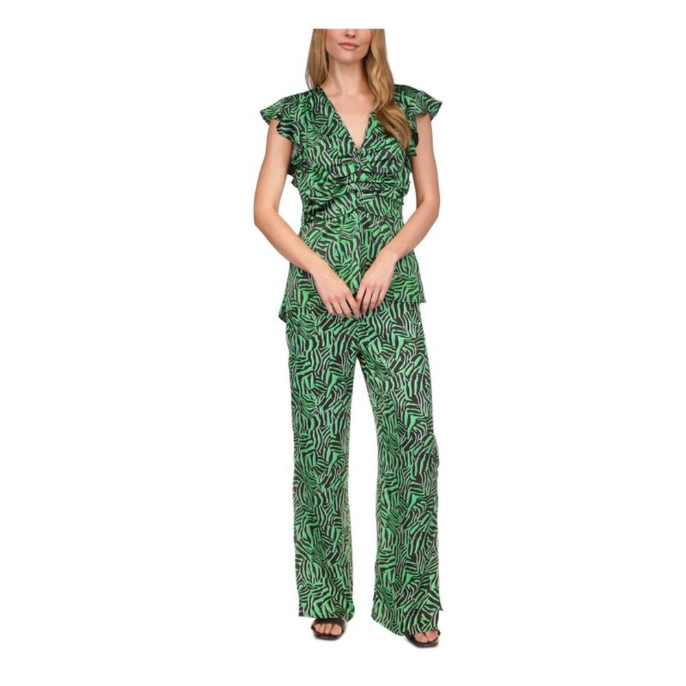 MICHAEL MICHAEL KORS Womens Green Waist High Side Slits Wide Leg Pants XS